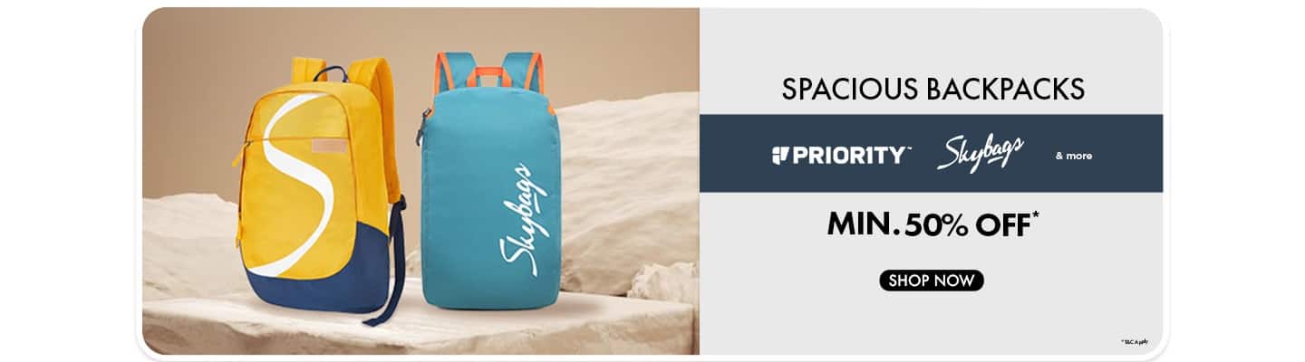 Spacious Backpacks Min 50 percentage Priority, Skybags and more